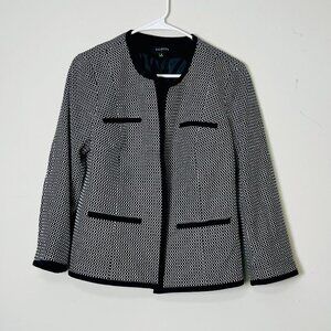 Talbots Blazer Women's 12 Black White Houndstooth Career Office Jacket Grandma‎